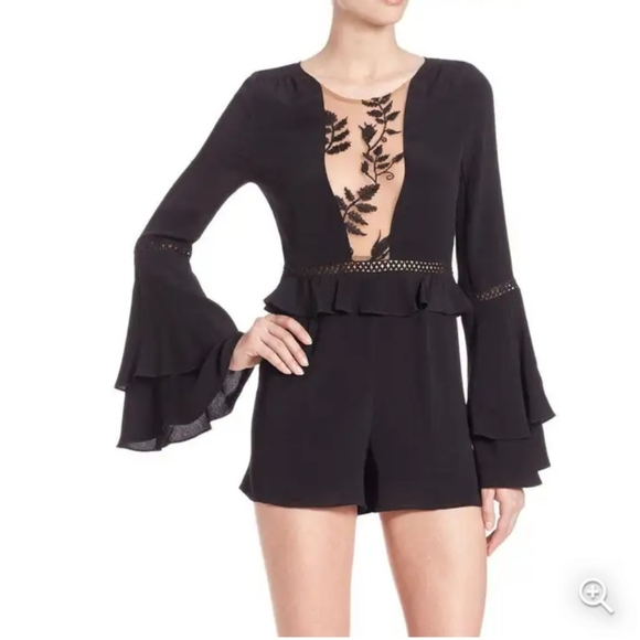 For love & lemons Emilia romper black  size medium - Picture 3 of 16